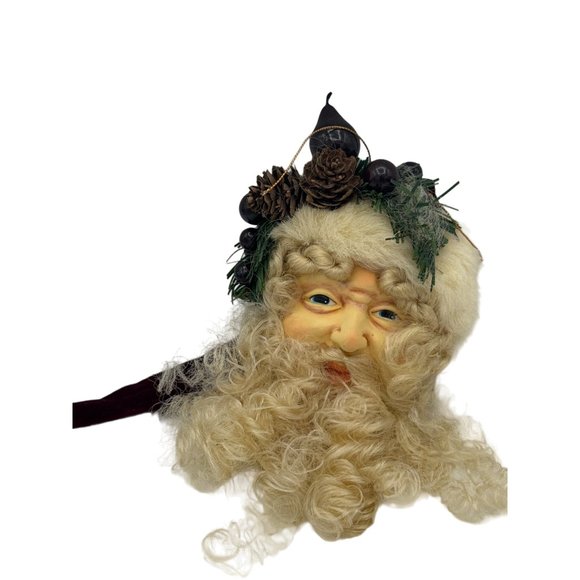 Vintage Santa Head Ornament Rubber Face Victorian Old World - Picture 3 of 4